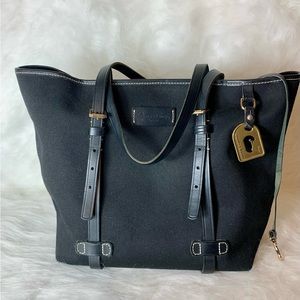 Dooney & Bourke canvas black tote with leather detail